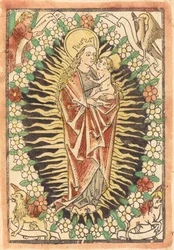 Madonna mit Kind im Rosenkranz
