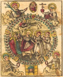 Madonna im Rosenkranz mit Heiligen