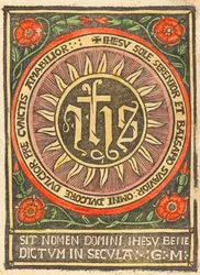 Monogramm JHS in einem flammenden Kreis