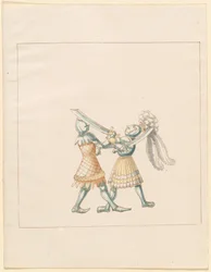 Freydal, Das Buch der Turniere und Turniere von Kaiser Maximilian I.: Kämpfe zu Fuß (Turniere)(Band III): Tafel 154