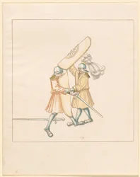 Freydal, Das Buch der Turniere und Turniere von Kaiser Maximilian I.: Kämpfe zu Fuß (Turniere)(Band III): Tafel 156