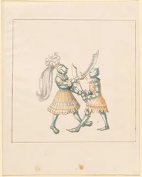 Freydal, Das Buch der Turniere und Turniere von Kaiser Maximilian I.: Kämpfe zu Fuß (Turniere)(Band III): Tafel 153