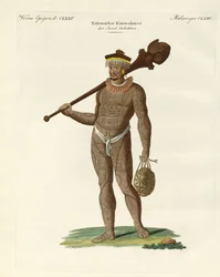 Ein Nukahiwaner mit Fledermaus und Kalebassen