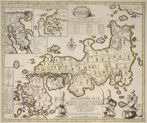 Karte des Königreichs Japan, unterteilt in 68 Provinzen, separate Karten von Kamtschatka und Niphon