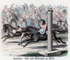 Alte Geschichte. Griechenland. Athletische Wettbewerbe, Pferderennen. Deutsch (Gravur)