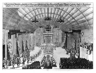 Bankett im Römersaal in Frankfurt am Main zu Ehren der Krönung Karls VI. (1685-1740) am 22. Dezember 1711