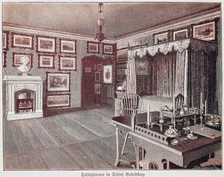 Schlafzimmer des Kaisers im Schloss Babelsberg, Gravur, Deutschland