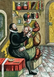 Kataraktoperation, aus Ophthalmodouleia von Georg Bartisch, veröffentlicht in Dresden 1583