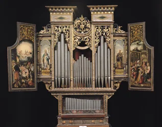 Chororgel mit offenen Paneelen (Holz & Metall)