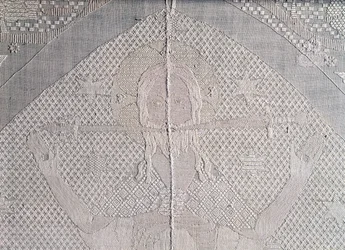Detail eines Altartuchs mit Christus der Apokalypse, zweite Hälfte des 14. Jahrhunderts