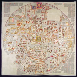 Faksimile der "Ebstorfer Weltkarte", angefertigt für das Kloster in Ebstorf, nahe Lüneburg, um 1339