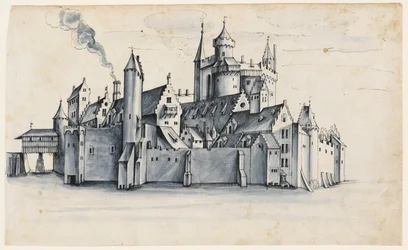 Befestigte Stadt von Wasser umgeben