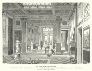 Innenraum eines römischen Hauses (Gravur)