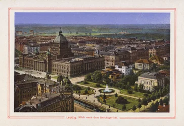 Leipzig, Blick nach dem Reichsgericht (Farblithografie)