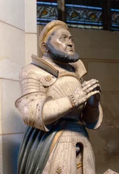 Lebensgroße Alabasterstatue des Kurfürsten Friedrich der Weise in der Schlosskirche, Wittenberg, um 1529-21