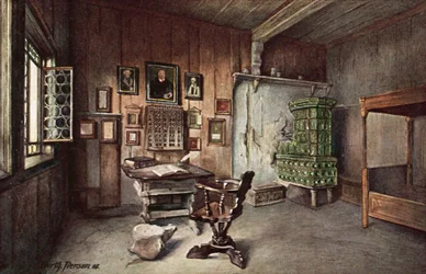 Martin Luthers Arbeitszimmer auf der Wartburg, Eisenach, Deutschland