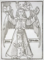 Mnemonische Figur, aus Ars Memorandi, ca. 1470, (nachgedruckt 1883) illustriert in einer Geschichte der Magie, veröffentlicht Ende des 19. Jahrhunderts