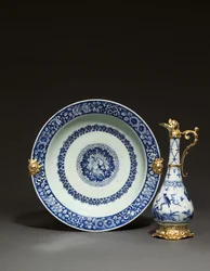 Montierte chinesische Kanne und Schale, Augsburg, ca. 1655-60