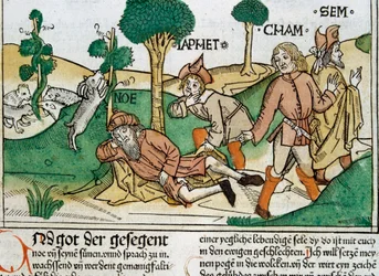 Noah und seine Söhne, Szene in der Nürnberger Bibel