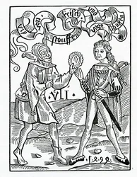 Von neuen Moden und verkleideten Gewändern, Illustration aus Alexander Barclays englischer Übersetzung von 