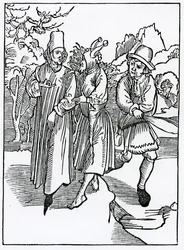 Von der Untugend der Unfreundlichkeit und den Narren, die ihr folgen, Illustration aus Alexander Barclays englischer Übersetzung von 