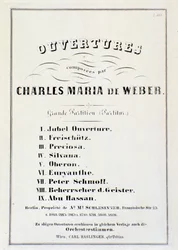 Seite mit Präsentation von Ouvertüren aus verschiedenen Opern von Carl Maria von Weber