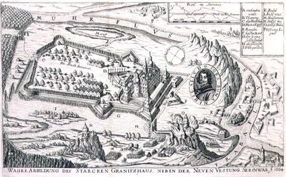 Plan der Granitfestung bei New Serinwar im Jahr 1664, Illustration aus einem Buch über die osmanischen Feldzüge in Europa, graviert von Paul Furst (c.1605-66)
