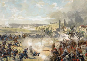 Preußische Landwehr in Aktion bei der Schlacht von Noisseville, Deutsch-Französischer Krieg, 31. August 1870