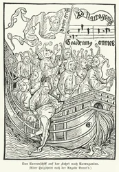 Szene aus Sebastian Brants satirischer Allegorie Narrenschiff