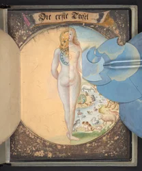 Tafeln, die den Menschen in drei verschiedenen Zuständen darstellen