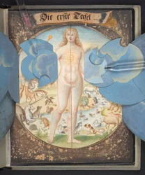 Tafeln, die den Menschen in drei verschiedenen Zuständen darstellen