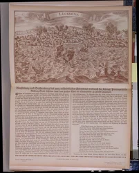 Das große Erdbeben von 1755 in Lissabon, Faksimile einer Originalgravur und Text, 1755