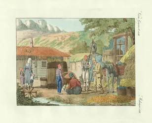 Die Talbewohner auf der Krim-Halbinsel (kolorierte Gravur)