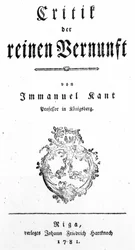 Titelseite von Kritik der reinen Vernunft von Immanuel Kant, veröffentlicht 1781