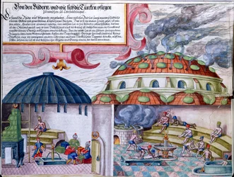 Türkische Bäder, spätes 16. Jahrhundert (Aquarell auf Papier)