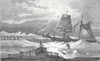 Durch das Eis schleppen, London, 1874