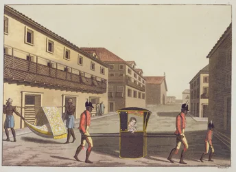 Sänften in der St. Sebastian Straße
