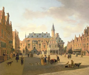 Der Marktplatz mit dem Rathaus, Haarlem, 17. Jahrhundert