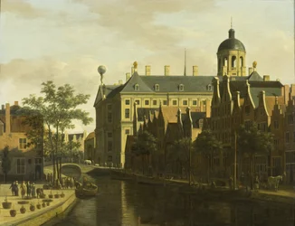 Die Nieuwezijds Voorburgwal mit dem Blumen- und Baumarkt in Amsterdam, ca. 1675