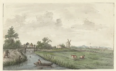 Landschaft mit einem Graben und einem Feldweg