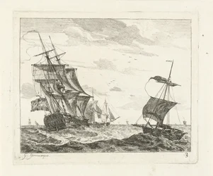 Segelschiffe auf unruhiger See (Meeresansichten mit Schiffen)