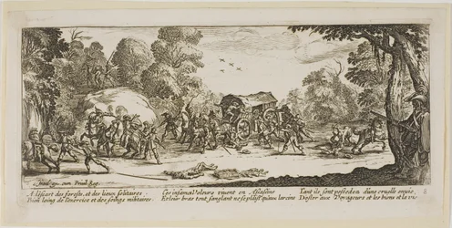 Angriff auf eine Kutsche, Platte acht aus Die großen Leiden des Krieges