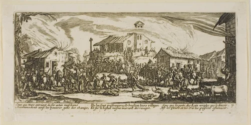 Plünderung und Brand eines Dorfes, Platte sieben aus Die großen Leiden des Krieges