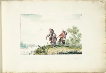 Herr und Landstreicher in einer Landschaft