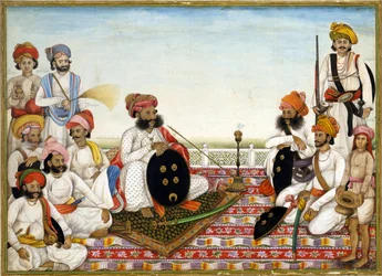 Thakur Dawlat Singh unter Höflingen, ca. 1825