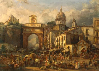 Italien, Neapel, Markt an der Porta Capuana von Giacinto Gigante