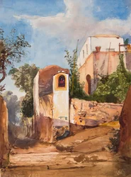 Straßenschrein, mit Ergänzungen von Prinz Luigi Maria di Borbone (1838-1886), 13. Juni 1853 (Bleistift, Aquarell und Gouache auf Papier)