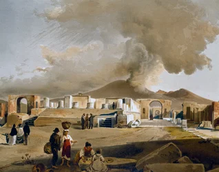 Ansicht des Forums und des Jupiter-Tempels in Pompeji, Illustration von Giacinto Gigante (1806-1876) aus Häuser und Denkmäler von Pompeji, von Fausto und Felice Niccolini