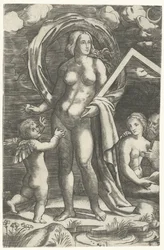 Venus mit Zeichenhaken und Cupido und Liebespaar