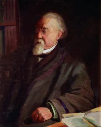 Porträt von Cesare Lombroso (1835-1909), italienischer Kriminologe und Anthropologe. Gemälde von Giacomo Grosso (1860-1938) Anfang 20. Jahrhundert Turin, Museo di Antropologia Criminale
